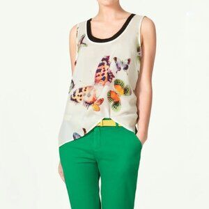Zara Butterfly Print Sleeveless Crew Neck Top